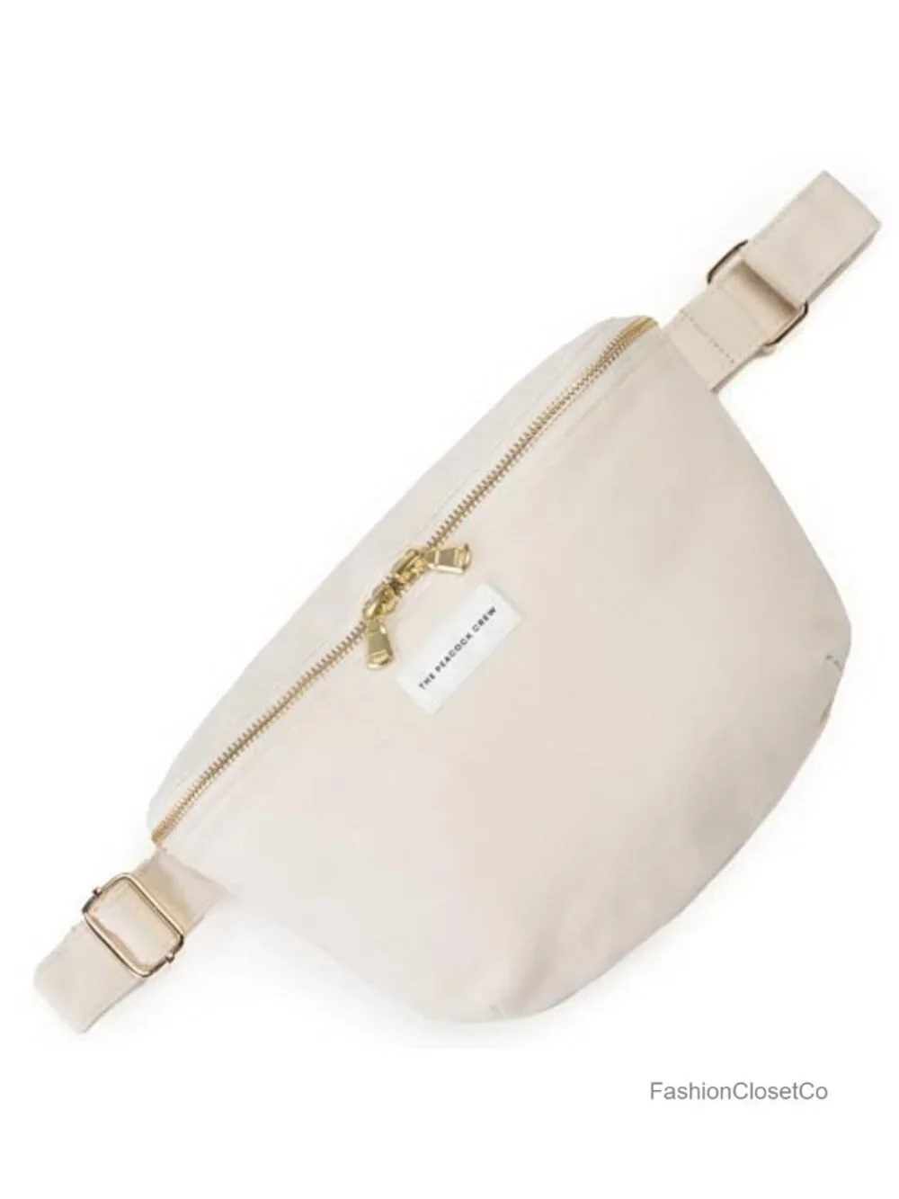 Cotton Canvas Crossbody Belt Bag with Dual Zippers, Adjustable Strap